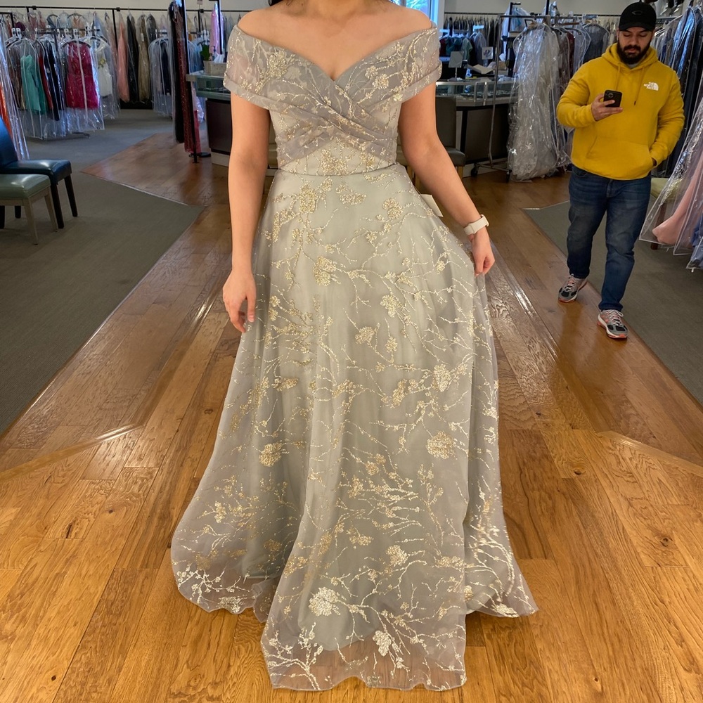 ANDREA FENZI Cream Off-Shoulder Gown for Prom